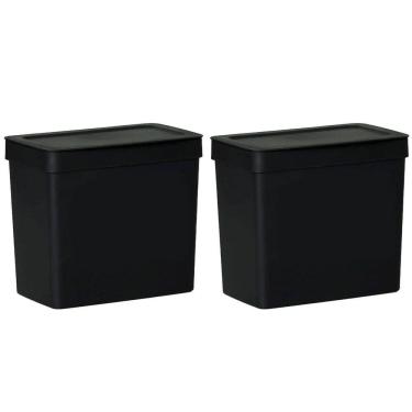 Imagem de Kit 2 Lixeira 3,5 L Com Tampa Cozinha Pia Bancada Preto