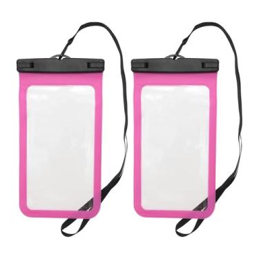 Imagem de 2 peças bolsa impermeável para celular rosa vermelha capa universal à prova d'água compatível com telefone 14.0 cm x 26.5 cm contagem