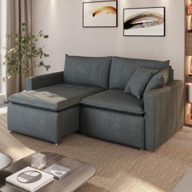 Imagem de Sofá Cama Retrátil em Madeira Eucalipto e Veludo 210cm Uruguai - Conce