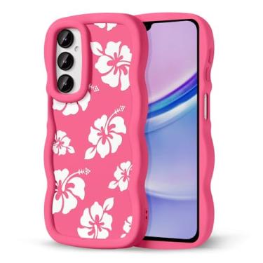 Imagem de CASBST Capa de telefone compatível com Galaxy A15 5G para mulheres e meninas, moldura ondulada encaracolada com estampa fofa, capa de telefone à prova de choque de silicone macio e estética para