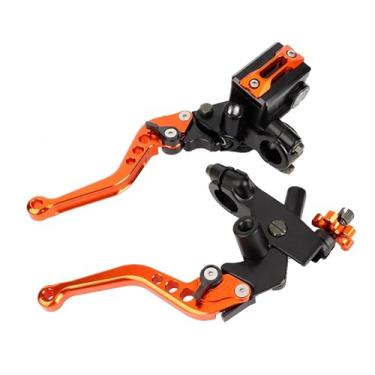 Imagem de Auttoop 1 par de alavancas de reservatório de cilindro mestre de embreagem de freio 7/8" (22 mm) para motocicleta universal - laranja