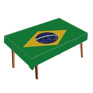 Imagem de RaymNord Toalha de mesa do Brasil, decoração de toalha de mesa grande com bandeira brasileira, textura macia para decoração de festa em casa, 96 x 127 cm
