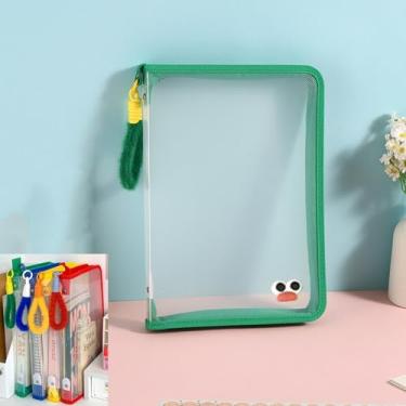 Imagem de Pastas de arquivo transparentes tamanho A4 com zíper e alça, bolsa de documentos à prova d'água engrossada atualizada, protetores de lençol, bolsas de quebra-cabeça, bolsas com zíper para blocos de