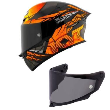 Imagem de Capacete KYT TT Revo Combustion Preto e Laranja Mais Viseira Fumê