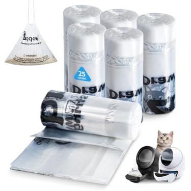 Imagem de Forros de caixa de areia com cordão de 150 unidades compatíveis com robô de areia 4 e 3, sacos de lixo - pré-separados, espessos, à prova de vazamento e transparentes, revestimentos de resíduos de