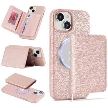 Imagem de DEYHU Compatível com Magsafe 2 em 1 Capa carteira destacável para iPhone 13 com porta-cartões para mulheres e homens, slots de crédito com suporte magnético de couro PU, para Apple 13 de 6,1 polegadas