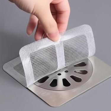 Imagem de Pacote com 50 capas descartáveis para ralo de chuveiro, coletor de cabelo, banheiro, banheira, cozinha, adesivos de piso de pia, lavanderia, para cabelo humano e animal de estimação