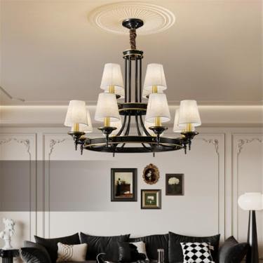 Imagem de Lustre americano de latão com LED, estilo europeu, luxuoso, para sala de estar, restaurante, quarto, villa, hotel, loja de roupas, luminária pendente (J 12 luzes)