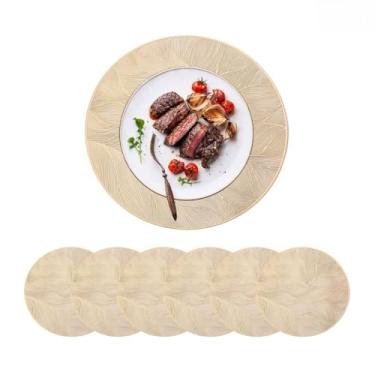 Imagem de Jogo Americano Sousplat 6 Peças PVC Redondo Dourado Para Mesa de Cozinha Sala de Jantar(B1052-KIT6)