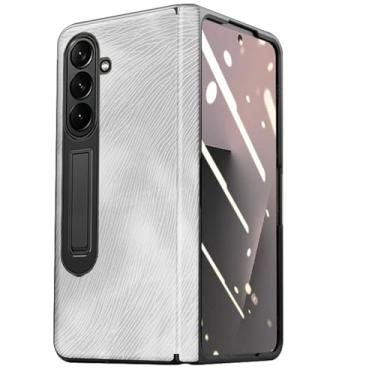Imagem de LTLMYDAM Capa com suporte para Samsung Galaxy Z Fold 7, capa de proteção de tela com textura de linha tudo incluso capa de absorção de choque, branca, dobra 7