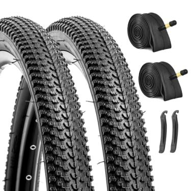 Imagem de Hycline Conjunto de 2 pneus de bicicleta, 66 x 4 cm, 60 TPI de substituição dobrável, 2 unidades, tubos e alavancas de bicicleta de 66 cm para BTT Mountain Bicycle