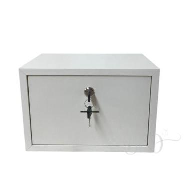 Imagem de Cofre Com Chave Em Mdf 15mm Branco Cofrinho 30x20x20cm - B&D Arte e De