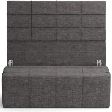 Imagem de Kit Cabeceira Cama Box Casal 140cm Com Calçadeira Roma W01 Linho Cinza Escuro - Lyam