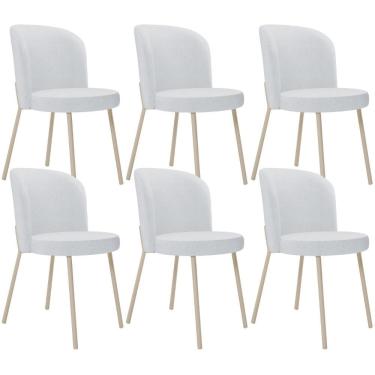 Imagem de Kit 06 Cadeiras Para Sala De Jantar Cozinha Estofada Gavi Arena L02 Linho Cinza - Lyam Decor