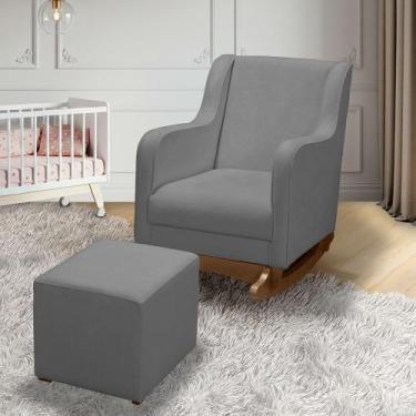 Imagem de Cadeira Poltrona de Amamentação e Balanço Aquila Plus c/ Puff Boucle C