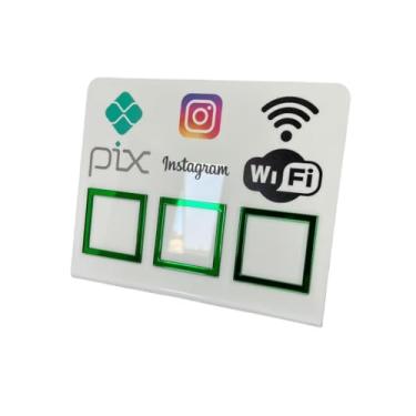 Imagem de Placa Pix Display Mesa Balcão PIX INSTAGRAM E WI-FI(Branco c/Verde)