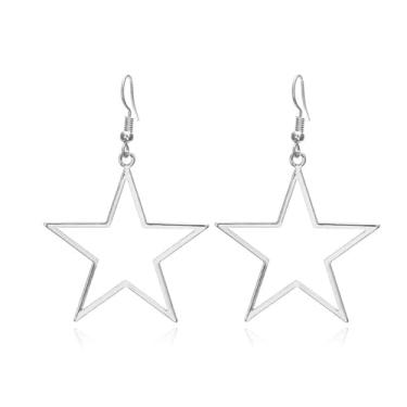 Imagem de Brincos de estrela para mulheres Y2K Big Star Pentagrama Brincos pendentes de casamento, formatura, aniversário, elefante branco, presentes de Natal, Adjustable, Metal, Sem pedra preciosa