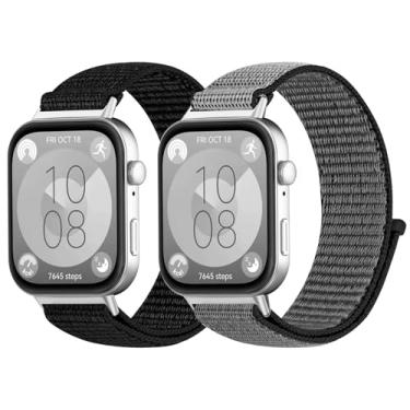 Imagem de WNIPH Pulseiras de relógio de nylon compatíveis com Huawei Watch Fit 4/Fit 4 Pro/Fit 3, pacote com 2 pulseiras esportivas macias ajustáveis para Huawei Watch Fit 4/4 Pro/3 feminino e masculino