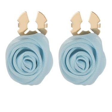 Imagem de Abotoaduras de flor de tecido para mulheres camisa elegante manga botões capa para roupas broches decorativos moda festival de casamento feriado abotoaduras joias, 10.0 Inches, Aço inoxidável, Sem