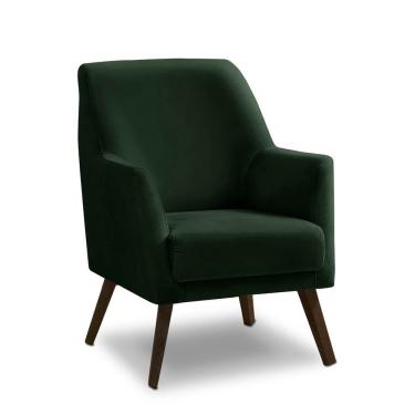 Imagem de Poltrona Decorativa Sala De Jantar Magali Lisa Veludo Verde Folha Lansofbr