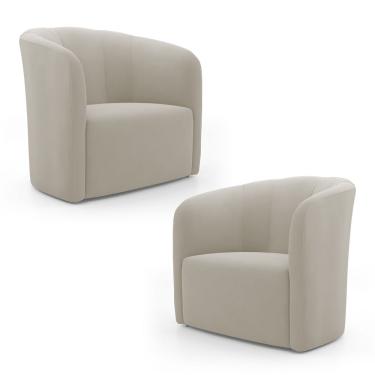 Imagem de Kit 02 Poltronas Decorativas Abby Veludo Bege - Abmaza