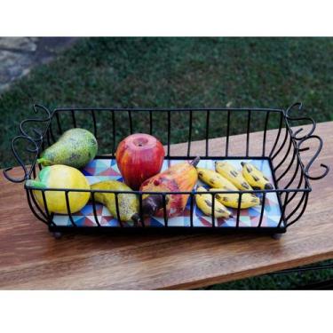 Imagem de Fruteira de Mesa com 2 Azulejos Design Artesanal Rústico para Sua Cozi