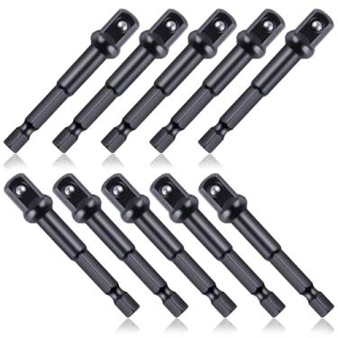 Imagem de Adaptador de impacto de 0,95 cm, adaptador quadrado de soquete, 10 peças, hexagonal, 1/10.2 cm, adaptador de soquete de broca de 3/20.3 cm, conjunto de adaptadores de soquete de impacto para chave de