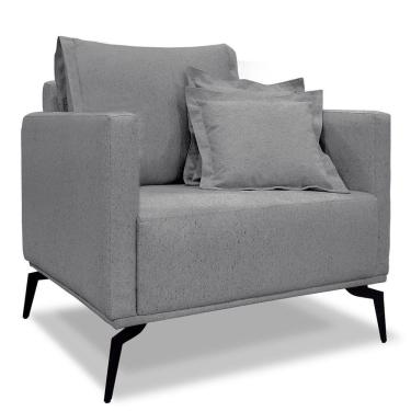 Imagem de Poltrona De Estar Sirius Linho Pés Metálicos Grafite