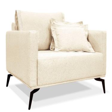 Imagem de Poltrona De Estar Sirius Linho Bege Pés Metálicos - Pallazio