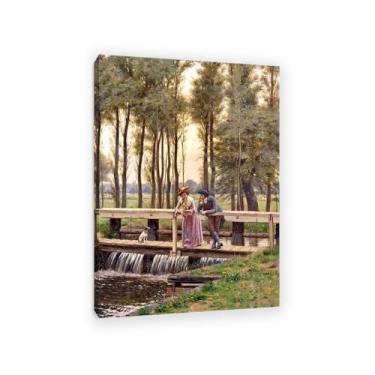 Imagem de SDYJ6GSW Edmund Leighton impressão em tela The Trysting Place por reproduções de pinturas famosas Edmund Leighton pôster arte de parede para sala de estar quarto decoração de parede 100 x 70 cm