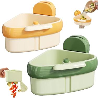 Imagem de LLQ 2 PACOTES Cesto de coador de pia, cesta de escorredor de pia de prensa de ventosa atualizada 2025, cesta de filtro de pia de despejo automático, rack de armazenamento de esponja de torneira