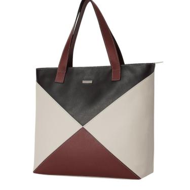 Imagem de Bolsa Feminina De Couro Fashion Triangle Zup Cor Preto-bordo-off