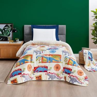 Imagem de Coberdrom Solteiro Manta Sherpa Lã Carneiro Quentinha 1 Peça (Dinossauro)