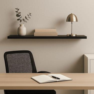 Imagem de Prateleira Madeira Flutuante Multiuso 91x20 Luara L06 - D'rossi Preto