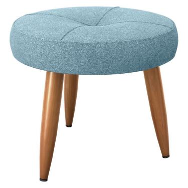 Imagem de Puff Redondo Para Sala Davi Boucle Azul