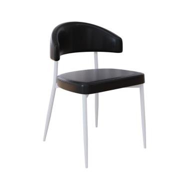 Imagem de Cadeira Bless Fixa C/4 Pés 53 X 55 X 78cm Pés Brancos. Courino Preto Courino Preto