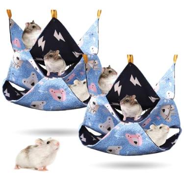 Imagem de DINTSTYLE 2 peças, rede pequena de 3 camadas para porquinhos-da-índia ratos, porquinho-da-índia, hamster, furão, cama de brinquedo, para animais pequenos, chinchila, papagaio, furão, planador de