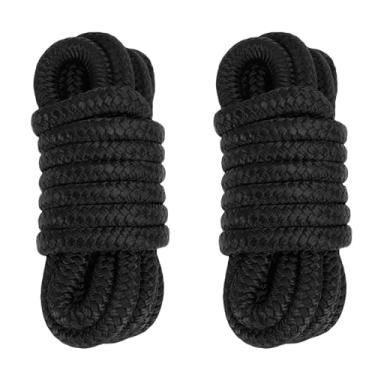 Imagem de Luqeeg Linha de Doca para Barco de 2 Peças, Corda de Barco de Nylon de Tecelagem Dupla de 1/2 Polegada X 15 Pés Com Linha de Amarração de Alta Resistência de Grau Marinho de Laço de 12 (Preto)