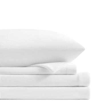 Imagem de Petrichor Jogo de cama solteiro de lã de flanela branco – Roupa de cama de pelúcia antiestática ultramacia, 3 peças (1 lençol com elástico 199 x 99 x 40 cm, 1 lençol de cima 246 x 166 cm, 1 fronha 76