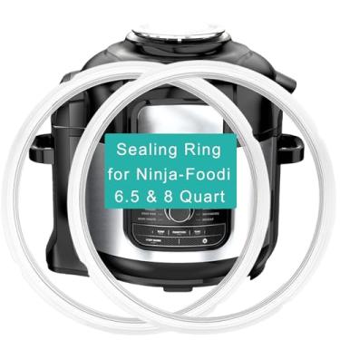 Imagem de Pacote com 2 anéis de vedação originais para Ninja Foodi 6,5 litros e 8 quartos, peças de reposição de vedação de silicone para fritadeira Ninja Foodi, FD401/FD302/OS401/OS301/OP401/OP30