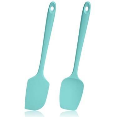 Imagem de Lilybeam Espátulas resistentes ao calor de 150 ºC, conjunto de raspadores de silicone de cozinha para cozinhar, assar, misturar, mexer, mexer, panelas antiaderentes, tigela (2 peças, céu aquático)