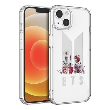 Imagem de WWDIYHOUSE Capa compatível com iPhone 14, capa transparente de TPU macio à prova de choque e design exclusivo para homens/mulheres/meninas/meninos (Fashion-BTS-11)