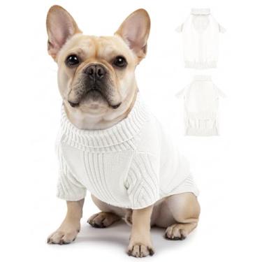 Imagem de Suéteres para cães pequenos, médios e grandes, roupas clássicas para animais de estimação com gola rolê, casaco térmico quente de inverno, gola grossa de tricô duplo, pulôver para clima frio para uso