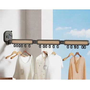 Imagem de Hhsdyl Estante de Roupas Durável e Robusta, Varal de Parede Dobrável e Retrátil para Secar Roupa, para Uso Interior/Exterior, Lavandaria, Casa de Banho e Varanda,C,Three