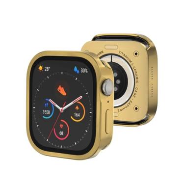Imagem de SDOCEBF Capa 3 em 1 para Apple Watch Series 10, protetor de tela de 46 mm, acessórios de filme de vidro temperado integrado, amortecedor de cobertura total de metal e capa traseira protetora