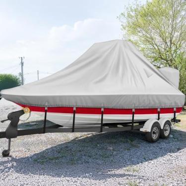 Imagem de Capa de barco de torre de despertar 1200D, capa de barco de wakeboard resistente à prova d'água com fivela de metal ajustável, serve para barcos de casco V de 7 a 7,6 m com torre de esqui/wakeboard