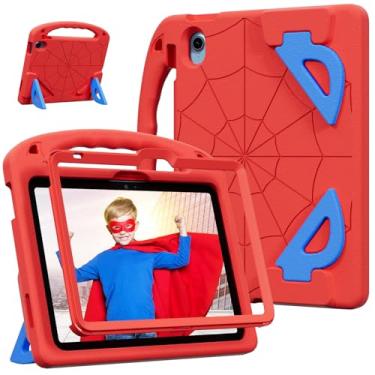 Imagem de LKOOZO Capa infantil para iPad 10ª geração (10,9 polegadas, modelo 2022), capa à prova de choque com protetor de tela (vermelho, iPad 10 geração 10,9 polegadas)
