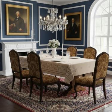 Imagem de TOALHA DE MESA LINHÃO EM TECIDO LINHO RUSTICO (MARGARIDA BEGE, 140X300)