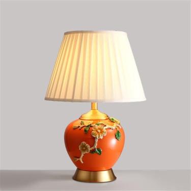 Imagem de Luminária de mesa contemporânea de luxo em cerâmica com LED, estilo retrô americano, perfeita para decoração de sala de estar, quarto, escritório, casa de campo ou hotel (Estilo 20)