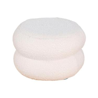 Imagem de Bothyi Banqueta redonda com assento acolchoado, banqueta estável para os pés e para calçar sapatos, ideal para sala de estar, entrada, quarto de bebê ou mesa, Branco